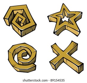 Set of geometrical figures made of stone, vector illustration
