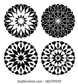 Set of geometrical floral ornaments