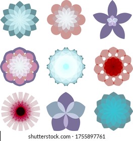 A set of Geometrical flowers 