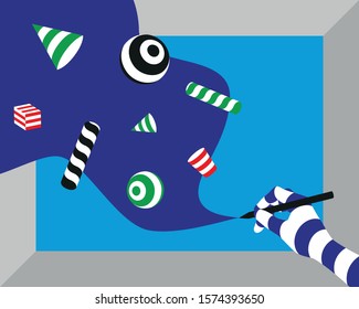 Set of geometrical forms in motion. Artistic Geometrical Colorful Background Design