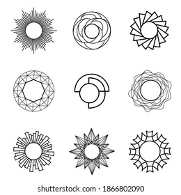 Set of geometrical frames, templates, decorative patterns.Art Deco style ornamental photo and art frames, creative design elements.Vector illustration.