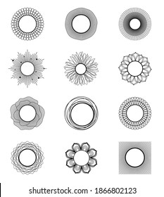 Set of geometrical frames, templates, decorative patterns.Art Deco style ornamental photo and art frames, creative design elements.Vector illustration.