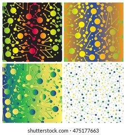 Set of geometrical ornament pattern. Abstract sky, constellations of stars. Related lines circles.