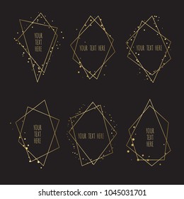 Set of Geometrical polyhedron, Frame border with copy space. Modern abstract vector backgrounds in art deco style.