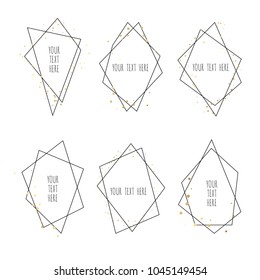 Set of Geometrical polyhedron, Frame border with copy space. Modern abstract vector backgrounds in art deco style.