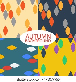Set  geometrical  retro seamless pattern  in autumn colors on light and dark background.