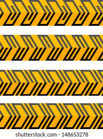 Set of geometrical seamless flat patterned borders with 3d illusion. Vector illustration. No gradients, no effects - only plain colors.