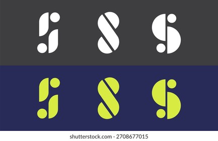 Set aus geometrischem Buchstaben S-Logo-Design mit klaren Linien und fetten Formen, ideal für modernes Branding, digitale Identitätskonzepte und abstrakte grafische Elemente im Vektorformat.