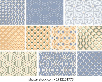 set of geometry abstract doodle seamless pattern for textile, cards, fabric, wrapping paper