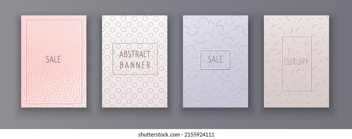 Set von geometrischen abstrakten handgefertigten Hintergründen für Hochzeit, Kosmetik, 8 März, Parfumaschinen