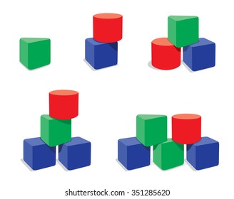 Set of geometry blocks combinations, Vector Illustration