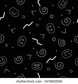 Set of Geometry and emoticons, emoji Oval backgound pattern,Fabric design ,Gift Wrap