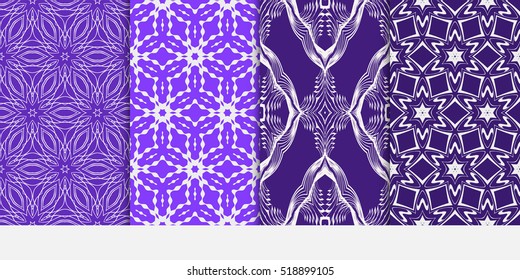 set of geometry flower pattern. Seamless. Arabesque. vector illustration. blue color