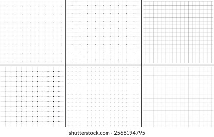 Set of Geometry Grid , Monochrome grid of squares. Geometric simple scheme .