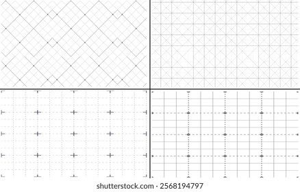 Set of Geometry Grid , Monochrome grid of squares. Geometric simple scheme .