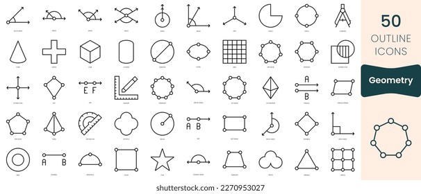 Set of geometry icons. Thin linear style icons Pack. Vector Illustration