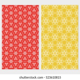 set of geometry seamless pattern. abstract floral ornament. vector illustration. For design, wallpaper, background fills, card, banner. grey, red, orange color