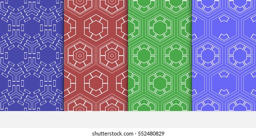 set of geometry seamless pattern. abstract hexagon. vector illustration. modern ornament.