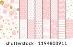 Set of geomteric sweet pink seamless patterns Pink dotted background collection Vector illustration Hand drawn wrap wallpaper cover fabric cloth textile design Swatch line star zigzag girl baby shower