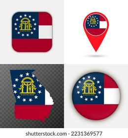 Set of Georgia state flag. Vector illustration.