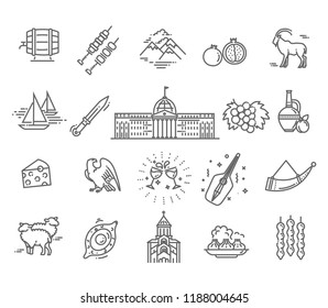 Set of georgian style icons in flat style