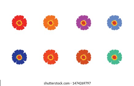 Set of Gerbera flowers close-up in different colors. floral design Gerbera in colorful different colored isolated on white background. flat vector illustration