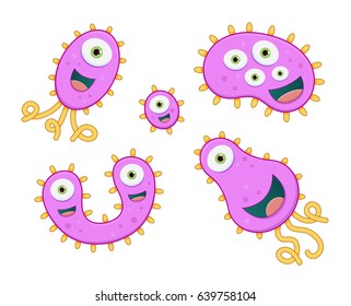 Set of germ vector illustrations - pink & yellow