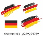 Set of german flags, in different styles - correct, brush, marker and swoosh design. Represents the state of Germany.