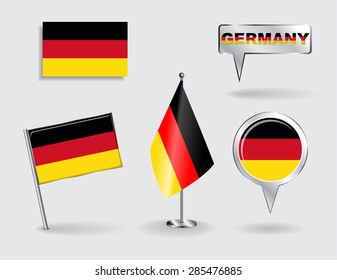 Set of German pin, icon and map pointer flags. Vector illustration.