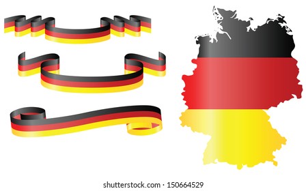 Set of German ribbons and German map, vector illustration