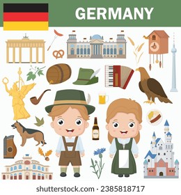 Set of Germany famous landmarks