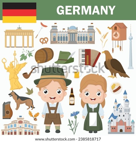 Set of Germany famous landmarks