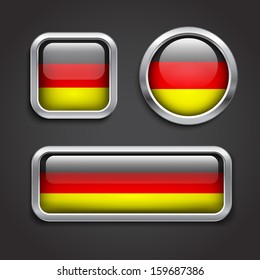 Set of Germany  flag glass buttons, vector illustration