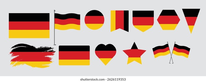 Set Germany  flag. national flag vector design set  with popular shapes and brush. Germany  flag vector illustration