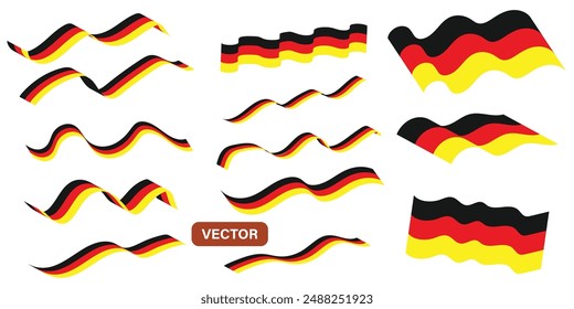 set of Germany flag ribbons various shapes. element vector illustration