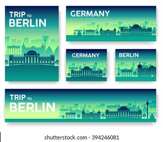 Set of Germany landscape country ornament travel tour concept. Culture traditional, flyer, magazine, book, poster, abstract, element. Vector decorative ethnic greeting card or invitation design 