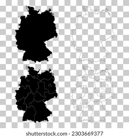 Set of Germany map icon, geography blank concept, isolated graphic background vector illustration .