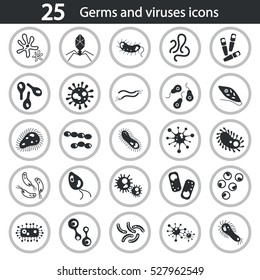Set of germs and virus simple icons for web and mobile design