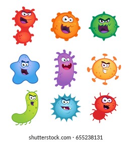 Set Of Germs And Virus Vector Illustrations.