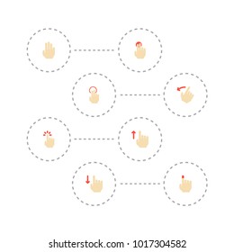 Set of gesticulation icons flat style symbols with hold, sensory, touchscreen and other icons for your web mobile app logo design.
