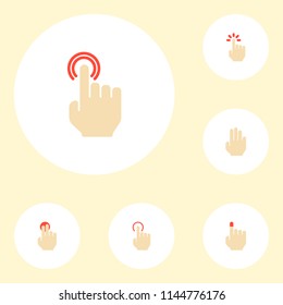 Set of gesticulation icons flat style symbols with hold, touchscreen, double click and other icons for your web mobile app logo design.