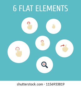 Set of gesticulation icons flat style symbols with gesture, zoom in, right and other icons for your web mobile app logo design.