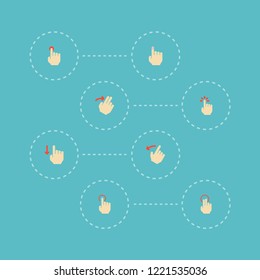 Set of gesticulation icons flat style symbols with press, single tap, sensory and other icons for your web mobile app logo design.