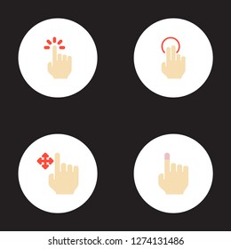 Set of gesticulation icons flat style symbols with soft touch, drag, nudge and other icons for your web mobile app logo design.