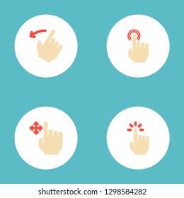 Set of gesticulation icons flat style symbols with drag, sensory, backward and other icons for your web mobile app logo design.