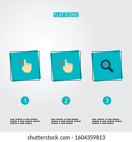 Set of gesticulation icons flat style symbols with swipe, zoom in, top and other icons for your web mobile app logo design.