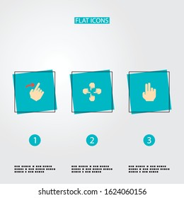 Set of gesticulation icons flat style symbols with multitouch, finger, right and other icons for your web mobile app logo design.