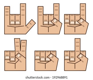 set of gesture hand