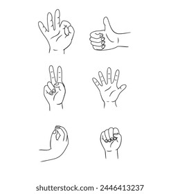 set of gesture hand silhouette design. fingers human sign and symbol.