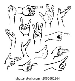 Set of gesture hands vector illustration